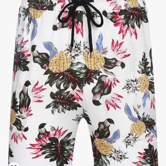 Coofandy Button Down Shirt and Short Set Pineapple Flower XL NWT‎ IN PKG - Picture 4 of 7
